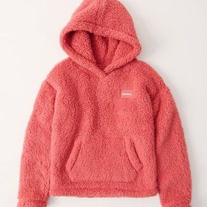 Abercrombie Girls pink Sherpa hoodie